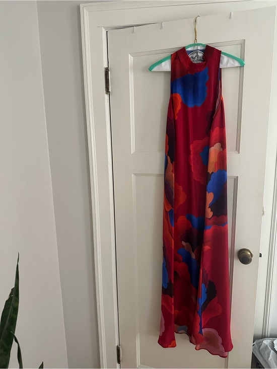 FARM Rio Dresses & Skirts - FARM Rio Red Maxi Dress with Blue and Orange Floral Shapes